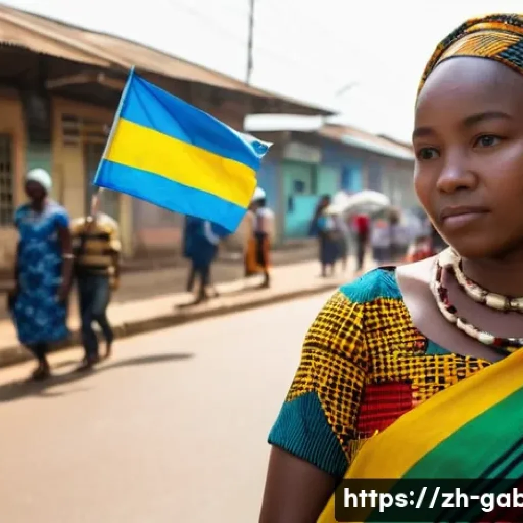 가봉 알리 봉고 온딤바 대통령 - **Prompt:** A bustling, vibrant street scene in a Gabonese city during a peaceful public gathering. ...