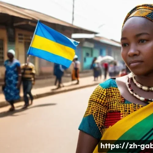 가봉 알리 봉고 온딤바 대통령 - **Prompt:** A bustling, vibrant street scene in a Gabonese city during a peaceful public gathering. ...