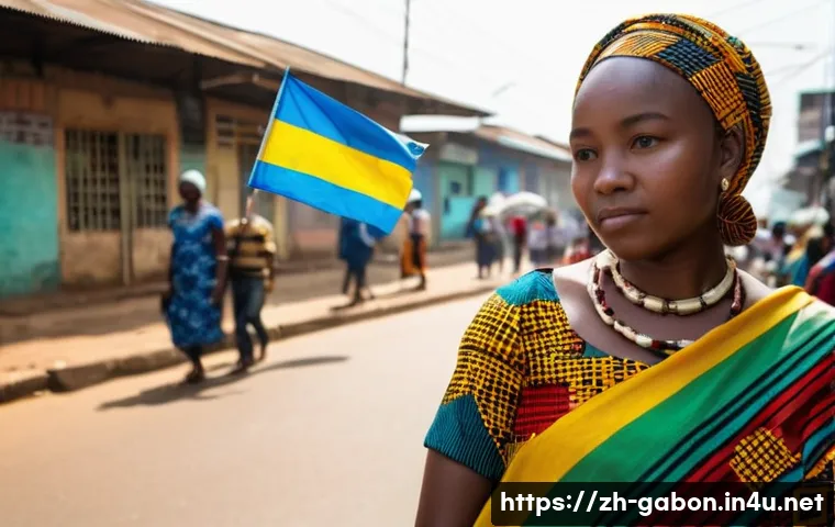 가봉 알리 봉고 온딤바 대통령 - **Prompt:** A bustling, vibrant street scene in a Gabonese city during a peaceful public gathering. ...